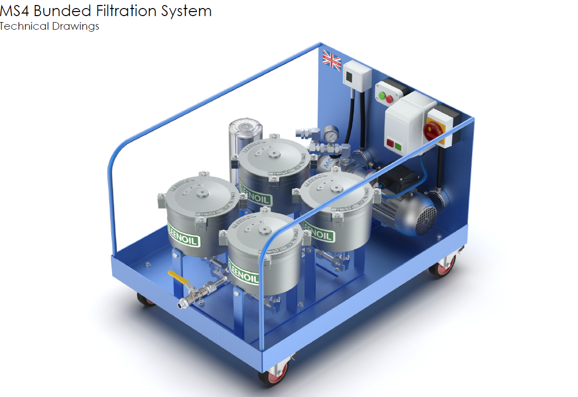 Kleenoil By-pass Filtration System MS4 - C/W M10 Micromag Oil purification cart.