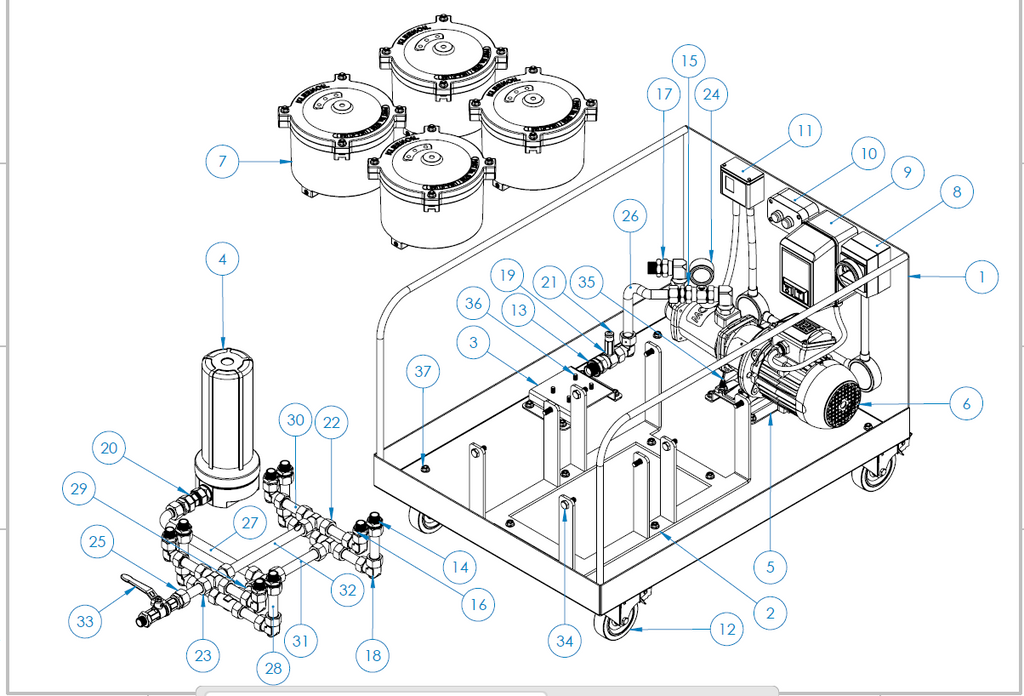 Kleenoil By-pass Filtration System MS4 - C/W M10 Micromag Oil purification cart.